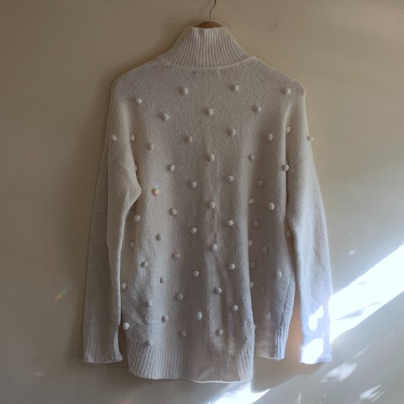Madewell Pom Pom Turtleneck Sweater Tunic Size Medium M in Cream/White - Picture 3 of 6